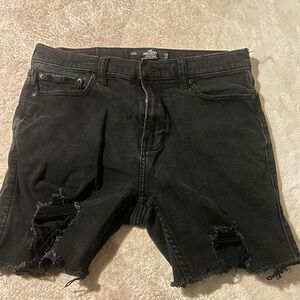 Hollister Black Jean Shorts Distressed Denim